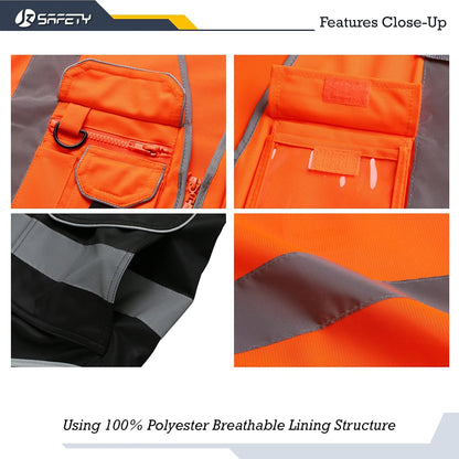 JKSafety 9 Pockets Class 2 High Visibility Zipper Front Safety Vest With Reflective Strips,Meets ANSI/ISEA Standard (Large, 150-Yellow) - Colors A
