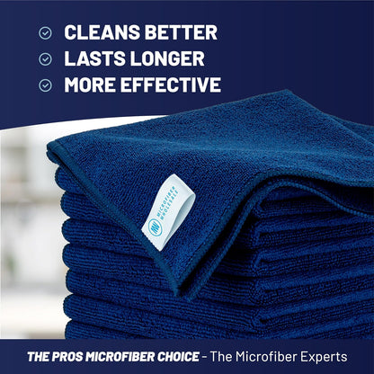 Microfiber Wholesale MW Pro 16x16 Auto Detailing Towels - Plush Car Drying Cloths for Wax Removal, Interiors & Body Shops - Scratch Free (Black, 12-Pack)