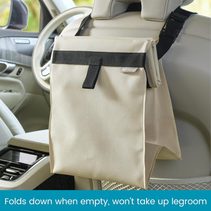 High Road TrashStash Hanging Car Garbage Bag with Push-Close Lid and Waterproof Bin for Car, SUV and Truck Seat Backs - Holds 3 Gallons of Car Trash (Black)