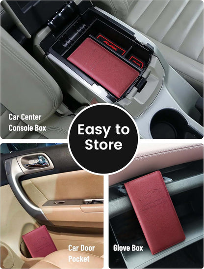 Yarnic Car Registration and Insurance Holder, Pu Leather Car Registration and Insurance Card Holder Car Document Holder for Cards, Essential Document, Driver License (Pink)