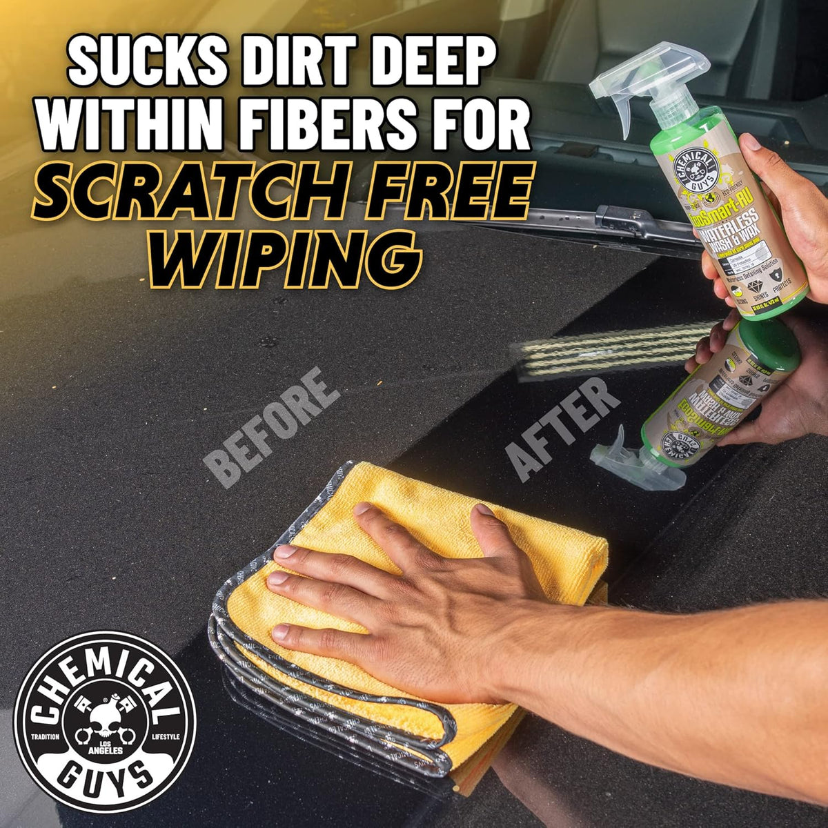 Chemical Guys Professional Grade Premium Microfiber Towels for Cars, Blue, 16" x 16", Ultra-Soft and Scratch-Free Car Detailing Cloths for Trucks, Motorcycles, and More - 3 Pack