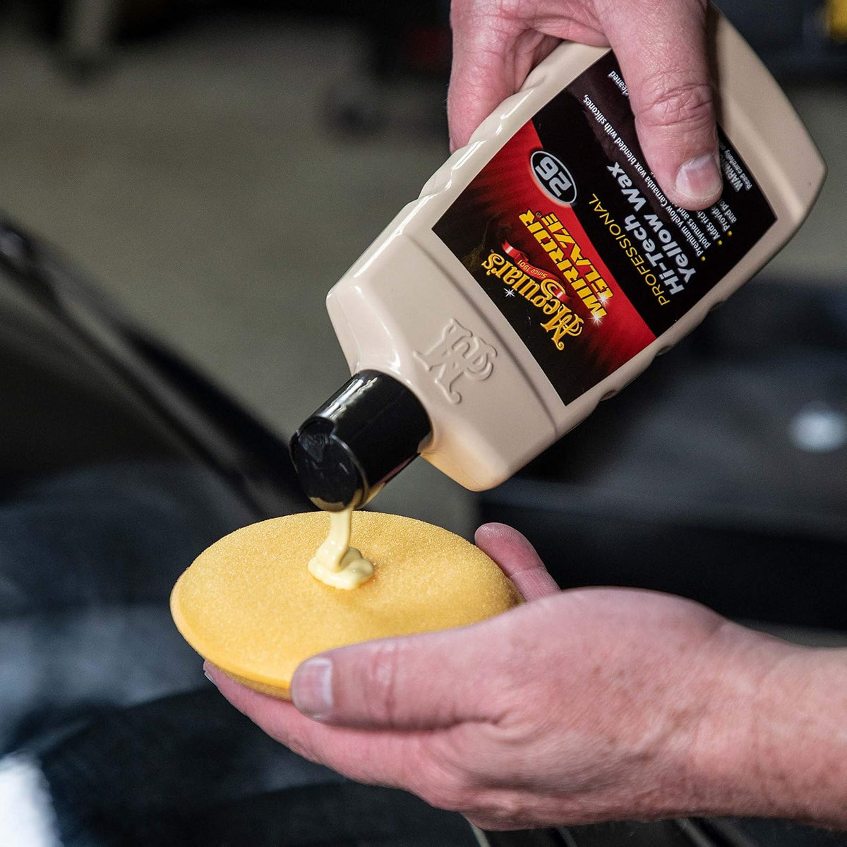 Meguiar’s Professional Hi-Tech Yellow Wax M2601, Versatile Liquid Car Wax Offers Durable Paint Protection, Rich Color, and Shine, Clear Coat Safe Formula Can Be Applied by Hand or DA Polisher, 1 Gal