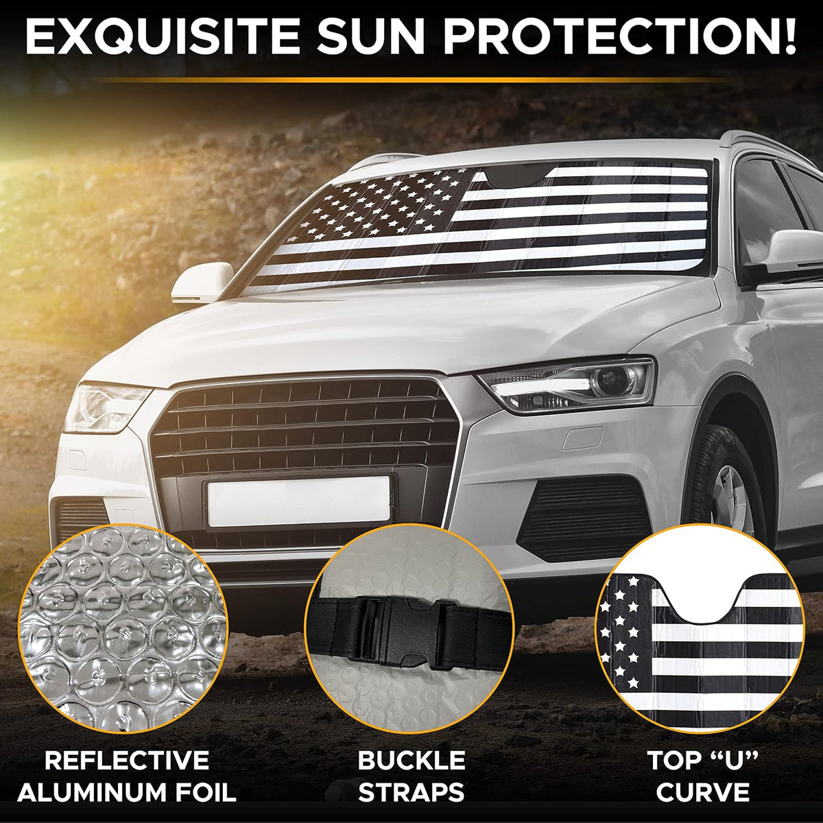 EcoNour Accordion Car Windshield Sun Shade | Car Sun Visor to Protect Harmful UV Rays | Foldable Automotive Windshield Sunshades | Window Sun Blocker to Keep Your Vehicle Cool & Comfort - 58" x 28"