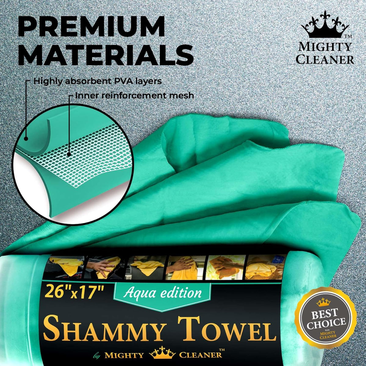 Premium Shammy Cloth for Car Drying - 26”x17” - Super Absorbent Chamois Towel for Car - Scratch-Free, Reusable & Soft