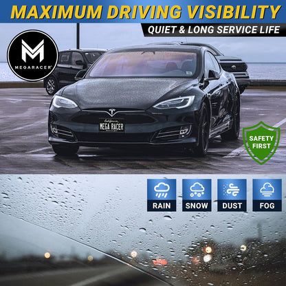 Premium Silicone Carbon Fiber Windshield Wiper Blades 22" & 20" - Patented All-Season, Quiet & Smooth Streak-Free Clean Wipe, OEM Quality, Front Automotive Replacement Wipers for Car & Truck (2 Pack)
