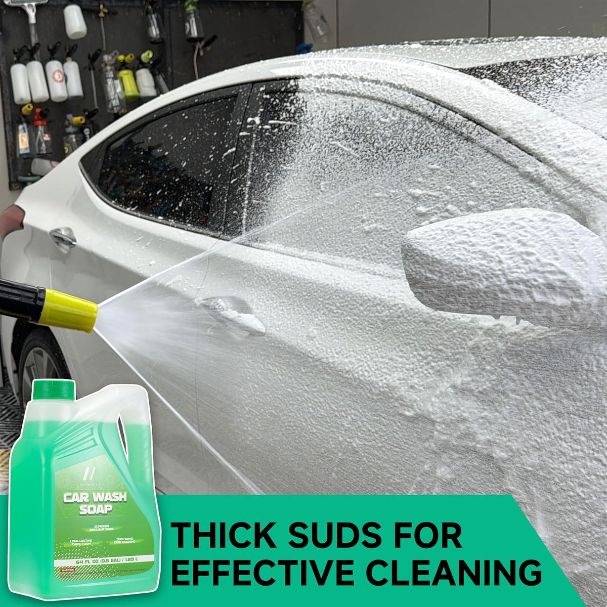 M MINGLE High Pressure Washer Gun with Foam Cannon, Foam Cannon Dual Connector Accessory, Car Wash Foam Gun Kit 1/4 Inch Quick Connector, 5 Pressure Washer Nozzle Tips
