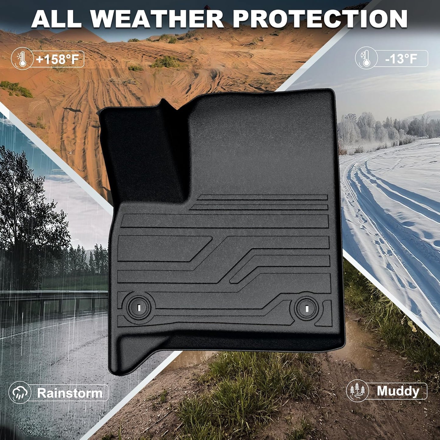 KARPAL Floor Mats for 2007-2013 Chevy Silverado & GMC Sierra 1500 Crew Cab / 2007-2014 2500/3500 HD(Footwell Coverage), All-Weather TPE Custom Fit Floor Liners Car Accessories