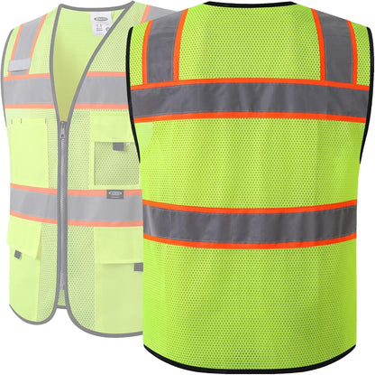 JKSafety Safety Vest for Men Women Hi Vis Relfective Vest with Pockets High Visibility Meet ANSI Standard