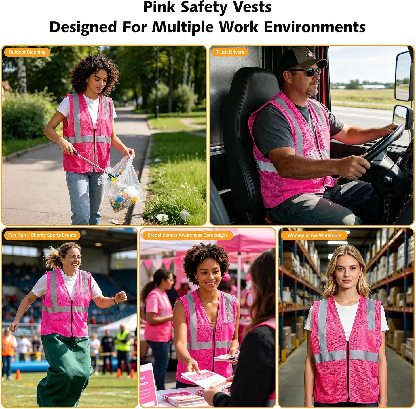 AYKRM 2 Pocket Mesh High Visibility Reflective Safety Vest for men & Women ANSI/ISEA 107 Standards