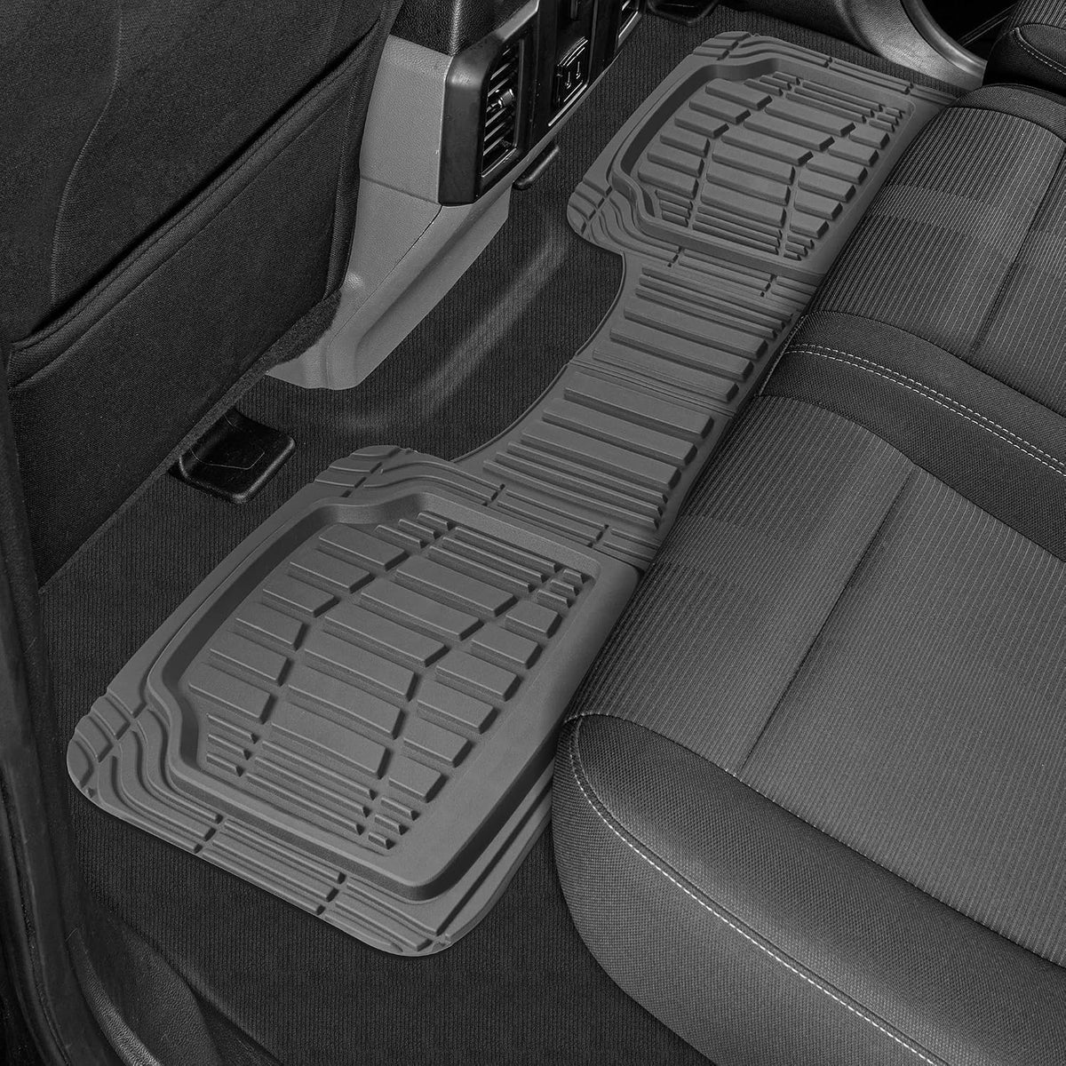 Cat® ToughRide™ Heavy-Duty 3 Piece Rubber All Season Floor Mats for Car Truck Van SUV, Black - Premium Trim to Fit Cars Floor Mat, All Weather Deep Dish Automotive Floor Mats, Total Dirt Protection