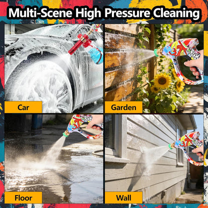 Foam Cannon Kit with Graffiti Short Pressure Washer Gun 3/8" Quick Connect M22-15mm Adapter Adjustable Snow Foam Bottle with 1/4" Quick Connect and 5 Nozzle Tips for Car Wash