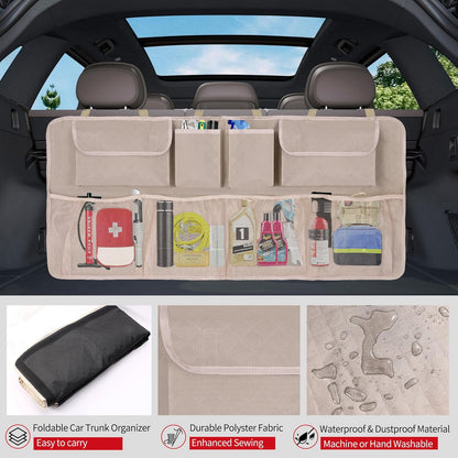 Car Trunk Organizer and Storage, Large Capacity Backseat Hanging Storage Accessories, Backseat Car Organizer for SUV/MPV/Truck (Black)