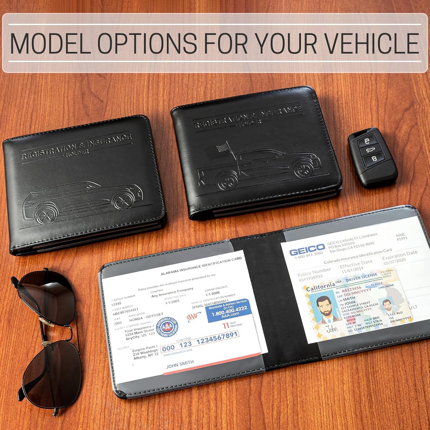 CANOPUS Car Registration and Insurance Holder, Magnetic Closure, Embossed Card Document Holder, Vehicle Glove Box Organizer, Wallet for Auto, SUV, Motorcycle, Truck, Waterproof, Car Model