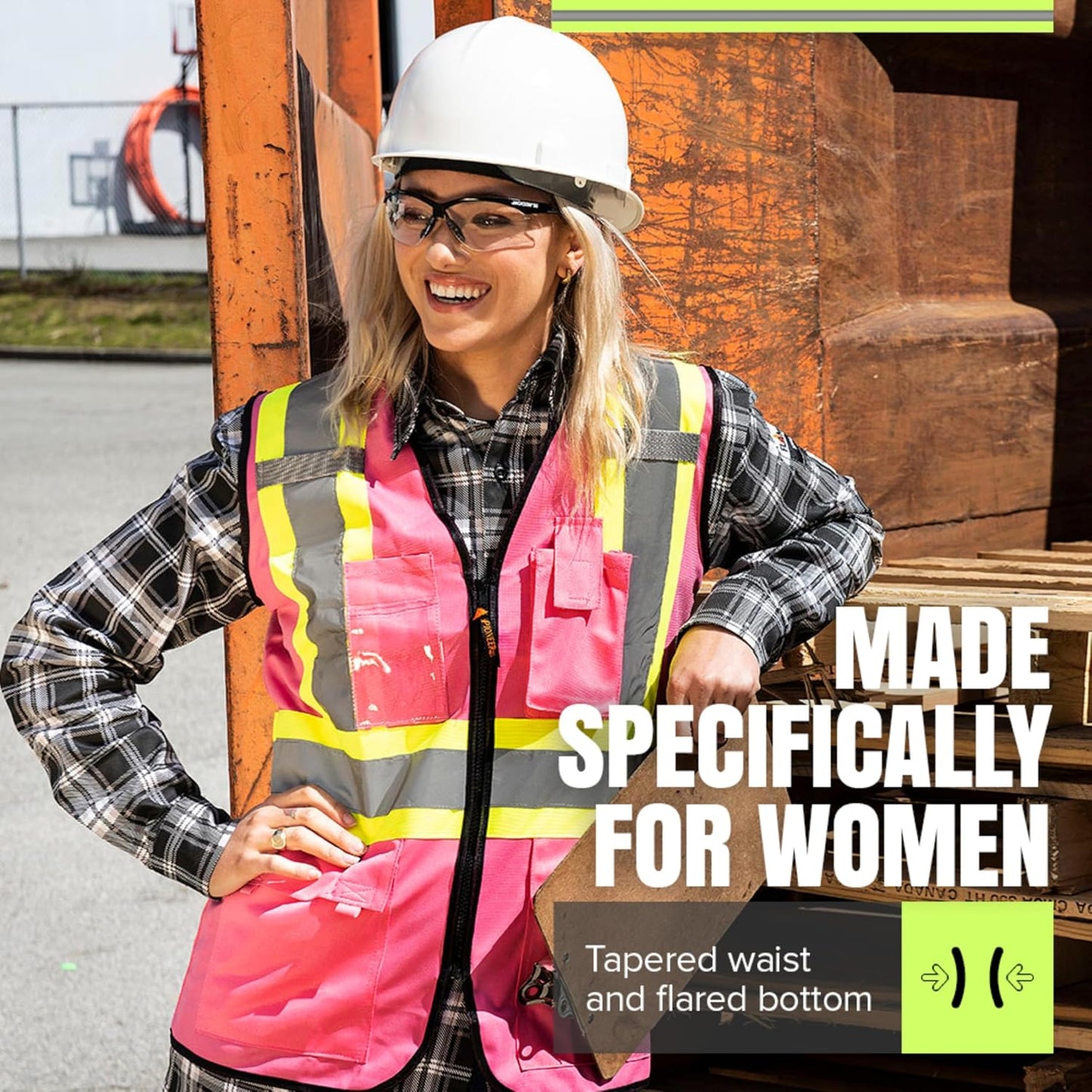 Pioneer Safety Vest for Women With Pockets - Hi-Vis Reflective Tape - For Construction