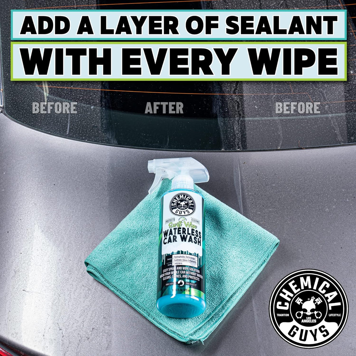 Chemical Guys Swift Wipe Sprayable Waterless Car Wash Spray - Spray and Wipe to Safely Clean and Shine Cars, Trucks, Motorcycles, RV & More, High Lubrication Formula, 128 oz