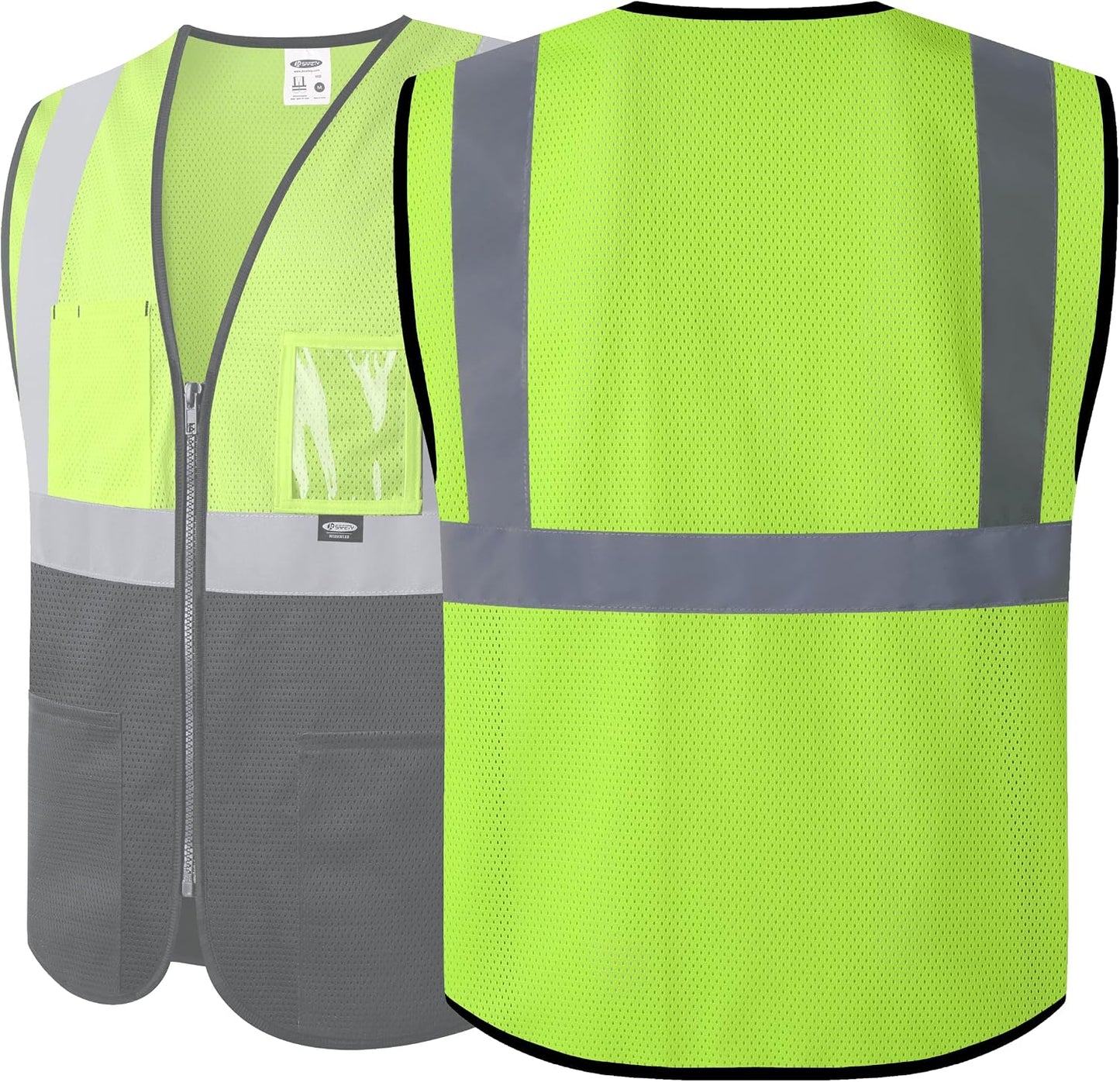 JKSafety Safety Vest for men women Hi Vis Vest with Pockets and Zipper High Visibility Meet ANSI Standard（BX310