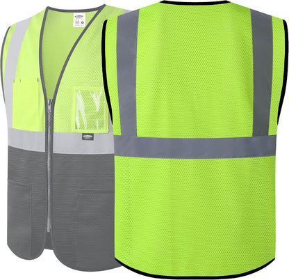 JKSafety Safety Vest for men women Hi Vis Vest with Pockets and Zipper High Visibility Meet ANSI Standard（BX310