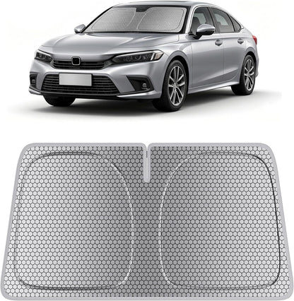 helloleiboo Graphene Car Windshield Sun Shade Car Sun Shade for Windshield with Heat Absorption Coating Foldable Design with UV Protection to Keep Your Car Interior Cooler Silver (X-Large-61 × 34 in)