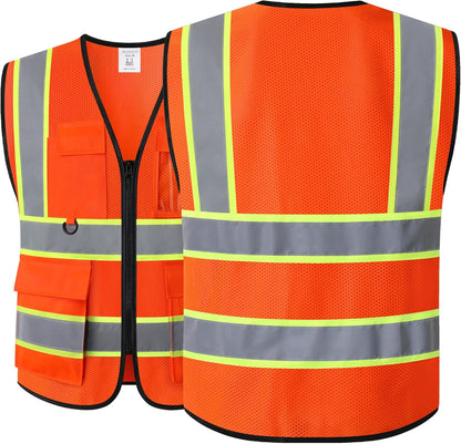 Safety Vest for Men Women Hi Vis Vest with Pockets Mesh High Visibility Vests Meets ANSI/ISEA Standards