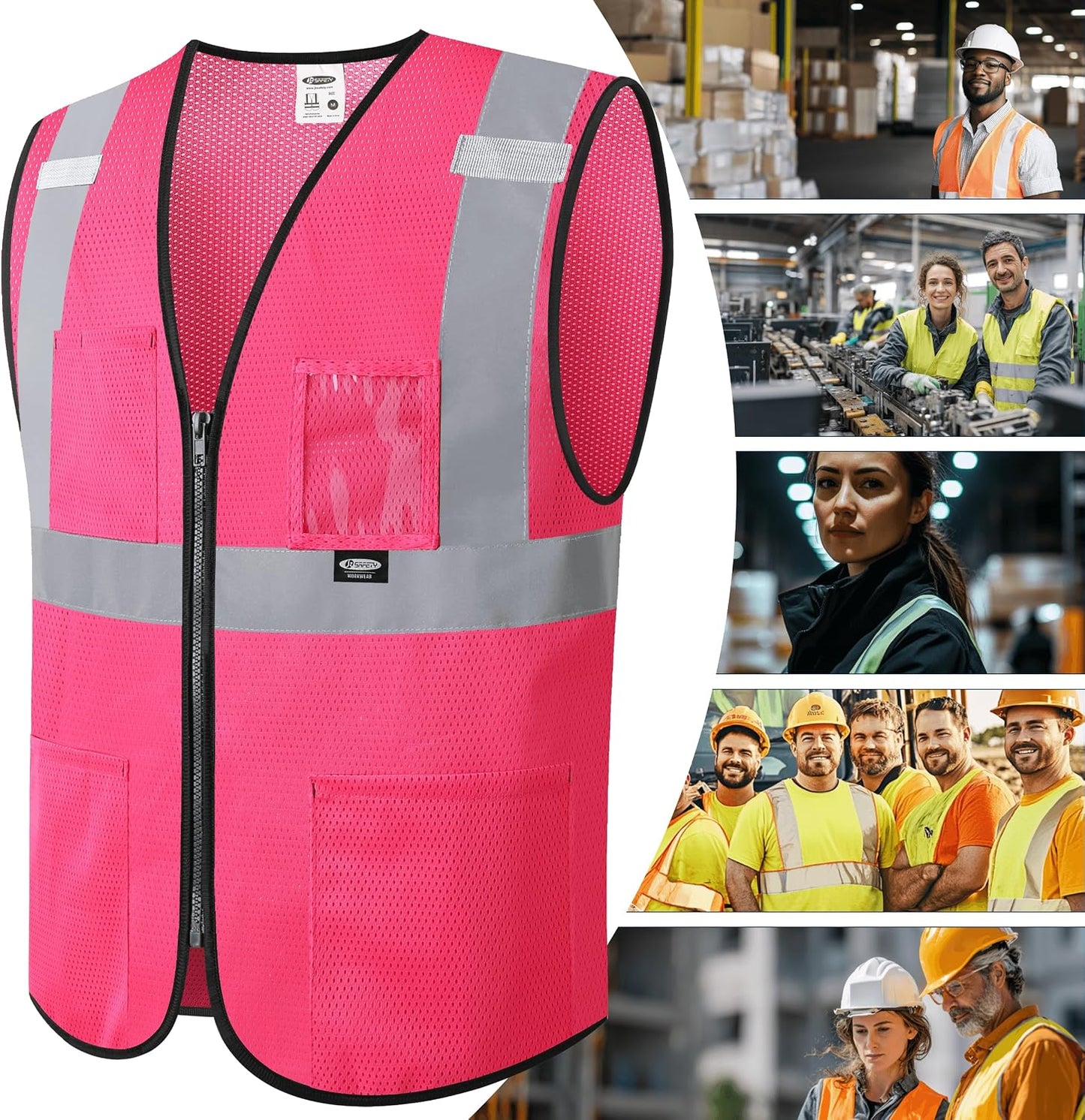JKSafety Safety Vest for men women Hi Vis Vest with Pockets and Zipper High Visibility Meet ANSI Standard（BX310