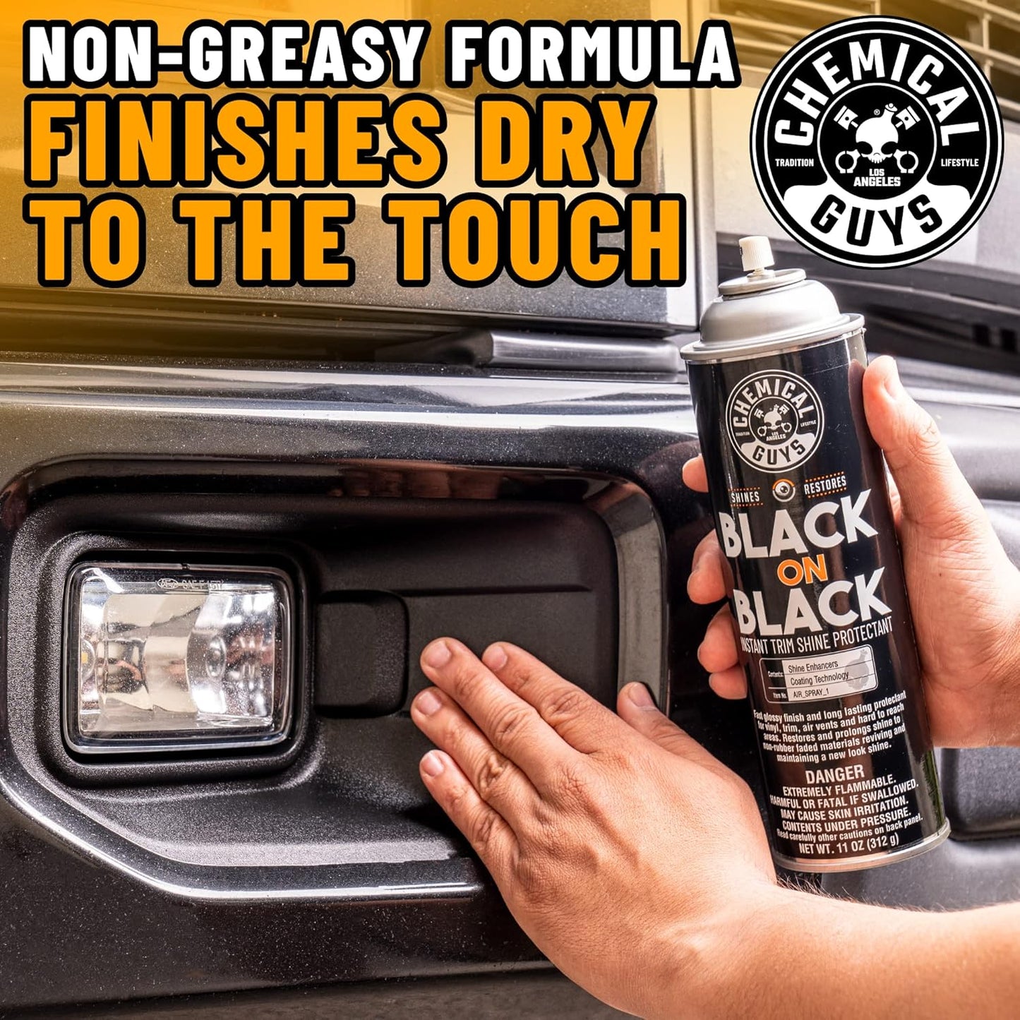Chemical Guys AIR_SPRAY_1 Black On Black Instant Trim Shine Exterior Spray Dressing & Protectant, (Safe for Cars, Trucks, SUVs, RVs, & More) 11 fl oz