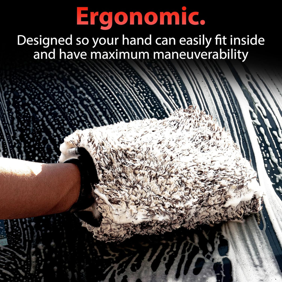 Adam's Polishes Microfiber Car Wash Mitt, Car Sponge Wrapped in Soft, Plush Fiber Cloth Material, Safe Washing with Any Car Soap, Bucket, Foam Gun, Foam Cannon, Other Cleaning Supplies
