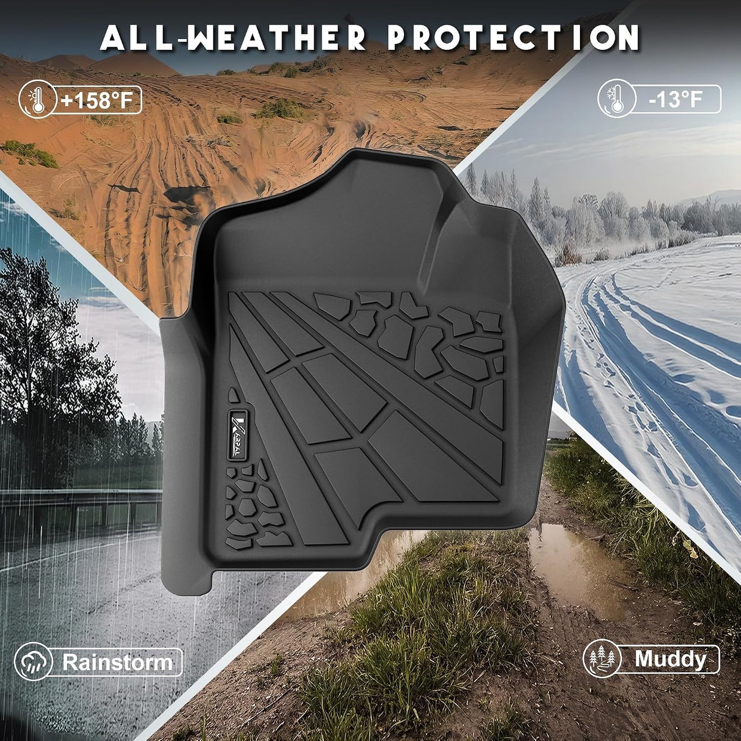 KARPAL Floor Mats for 2007-2013 Chevy Silverado & GMC Sierra 1500 Crew Cab / 2007-2014 2500/3500 HD(Footwell Coverage), All-Weather TPE Custom Fit Floor Liners Car Accessories
