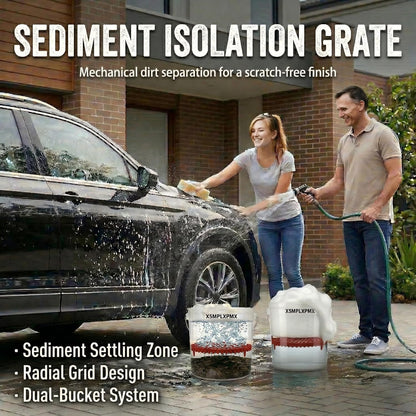 10.4" Heavy Duty Car Wash Bucket Insert (2-Pack) & Wash Mitt Kit - 10.6 oz Detailing Dirt Separator & Grit Trap, Scratch-Free Auto Wash, Fits 3.5 to 5 Gallon Buckets (Red Kit)