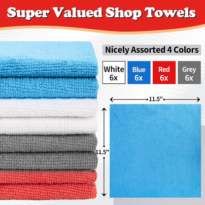 FIXSMITH Shop Towels, Pack of 200, Grey Microfiber Cleaning Cloth Bulk, Microfiber Towels for Cars, All-Purpose Absorbent Cleaning Rags, Dust Cloth for Automotive, Mechanic, Garage, 11.5 x 11.5 inch