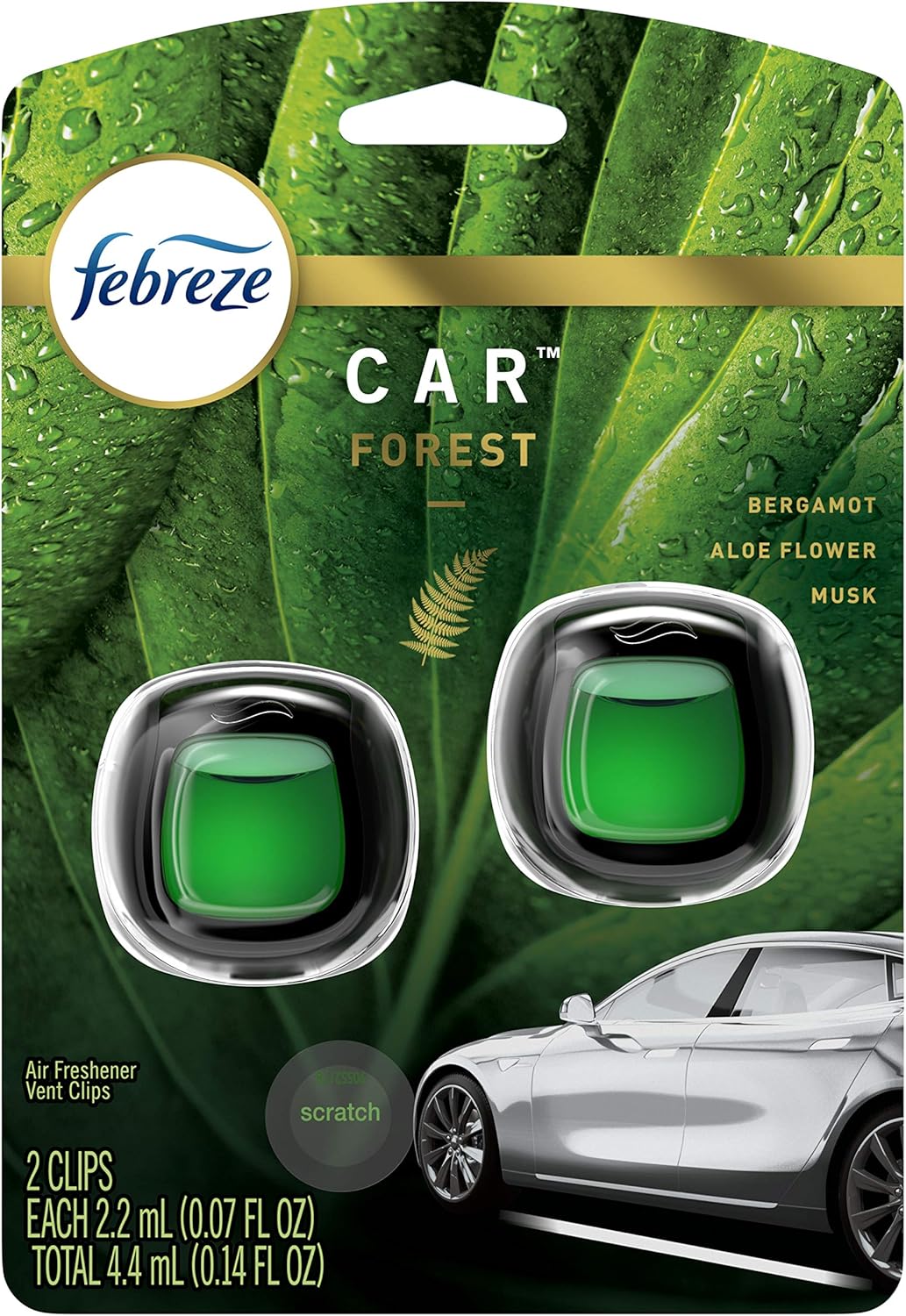 Febreze Car Air Freshener Vent Clip Platinum Ice Scent, .07 oz. Car Vent Clip, Pack of 4