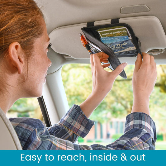 High Road Car Visor Organizer and Registration and Insurance Card Holder with Clear Document Pockets and 3 Card Holders - Vehicle Document Holder for Visor, Glove Box or Console