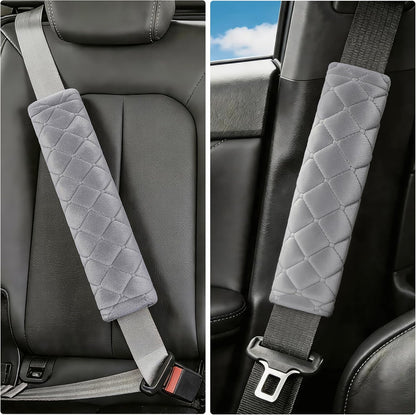Amooca Soft Auto Seat Belt Cover Seatbelt Shoulder Pad 2 PCS for a More Comfortable Driving Compatible with All Cars and Backpack Black