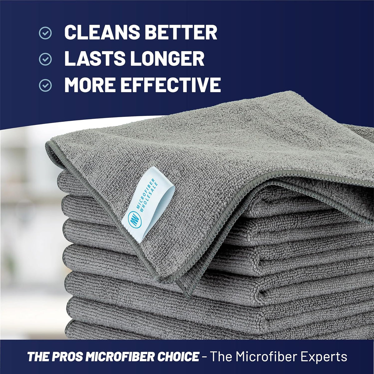 Microfiber Wholesale MW Pro 16x16 Auto Detailing Towels - Plush Car Drying Cloths for Wax Removal, Interiors & Body Shops - Scratch Free (Black, 12-Pack)