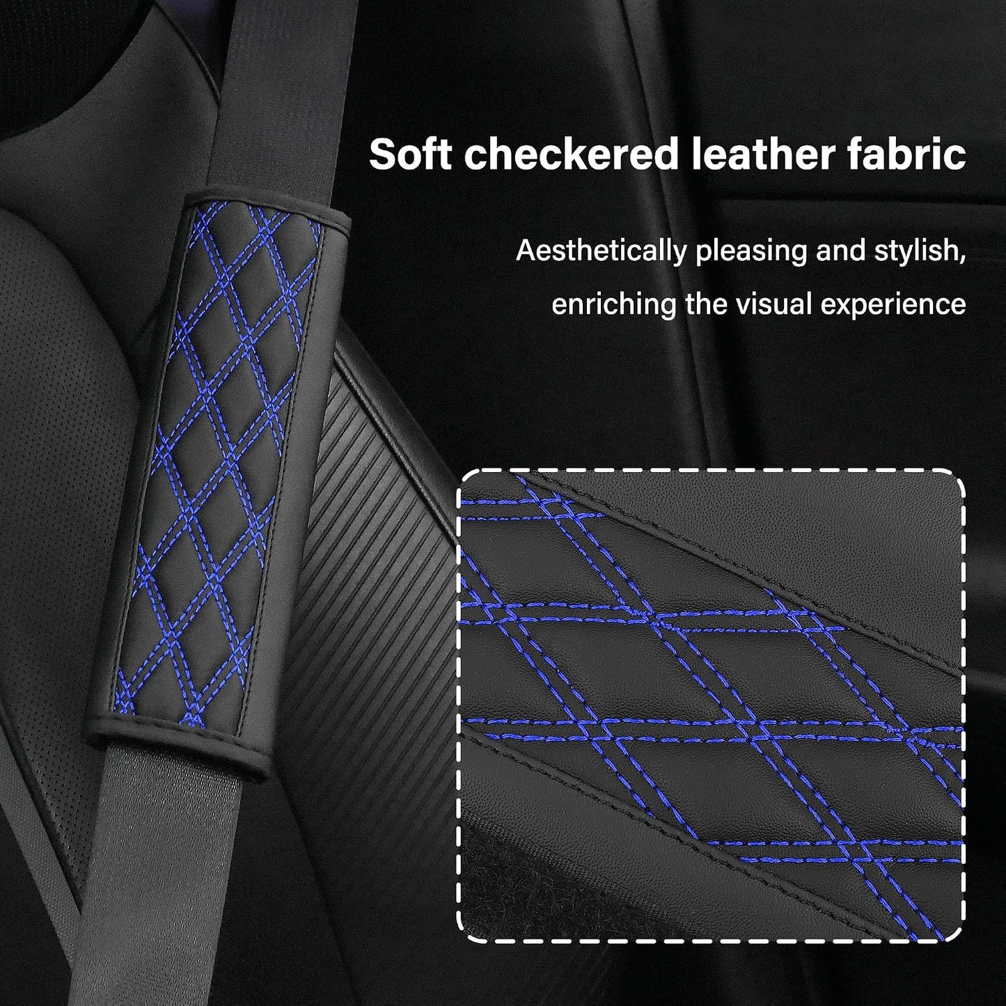 2PCS Car Seat Belt Cover Pads,Leather Seatbelt Covers Protect Shoulder and Neck Car Accessories Interior,Universal Car Seat Strap Pads Car Decorations for Most Cars Trucks (Black/Red)