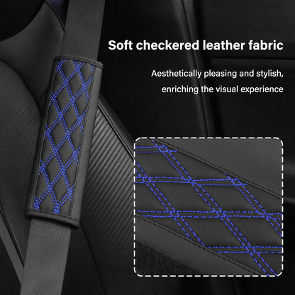 2PCS Car Seat Belt Cover Pads,Leather Seatbelt Covers Protect Shoulder and Neck Car Accessories Interior,Universal Car Seat Strap Pads Car Decorations for Most Cars Trucks (Black/Red)