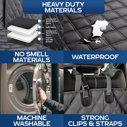 Ruff Liners XL Floor Cover with Door Protection, Black – As Seen on Shark Tank – Fits Full Size Crew Cab Trucks with Fold Up Seats, Waterproof & Machine Washable – Sturdy XL Dog Hammock for Truck