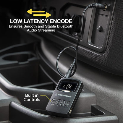Scosche BTFM9 FM Bluetooth Transmitter Car, Dual 12W USB-C and USB-A Charging Ports, Fast Type C Car Charger, Wireless Radio Bluetooth Adapter, Hands-Free Kit for Calls, Siri and Google Assistant