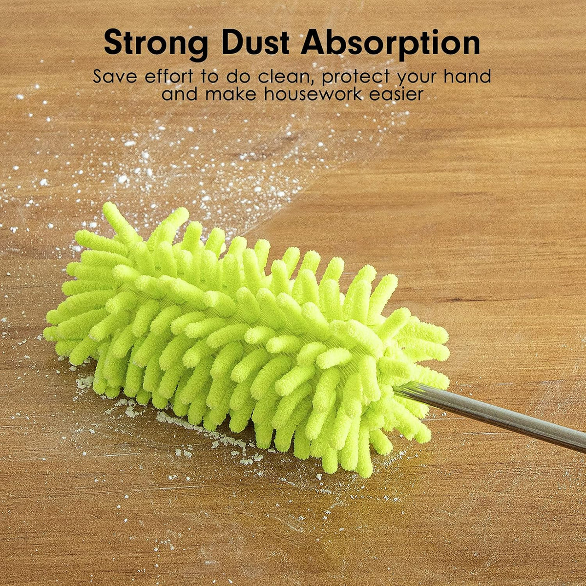 Microfiber Duster for Cleaning, Tukuos Hand Washable Dusters with 2pcs Replaceable Microfiber Head, Extendable Pole, Detachable Cleaning Supplies for Office, Car, Window, Furniture, Ceiling Fan