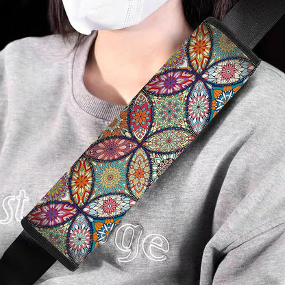 Car Seat Belt Pad Cover, 2-Pack Soft Car Safety Seat Belt Strap Shoulder Pad for Adults and Children, Suitable for Car Seat Belt, Backpack, Shoulder Bag (Pretty Mandala)