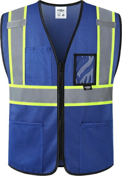 JKSafety Safety Vest for men women Hi Vis Vest with Pockets and Zipper High Visibility Meet ANSI Standard（BX310