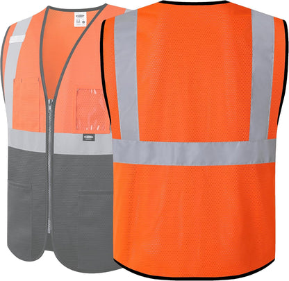 JKSafety Safety Vest for men women Hi Vis Vest with Pockets and Zipper High Visibility Meet ANSI Standard（BX310