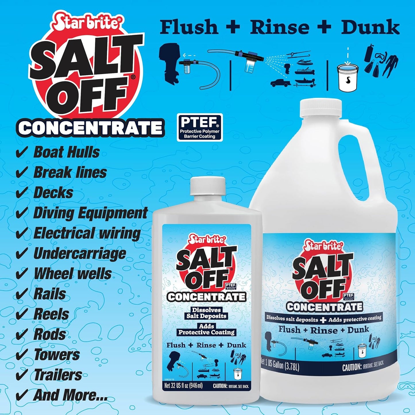 STAR BRITE Salt Off Concentrate - Ultimate Salt Remover Wash & Marine Engine Flush for Boats, Vehicles, Trailers, and More - 128 OZ Gallon (093900N)