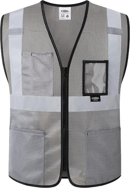 JKSafety Safety Vest for men women Hi Vis Vest with Pockets and Zipper High Visibility Meet ANSI Standard（BX310