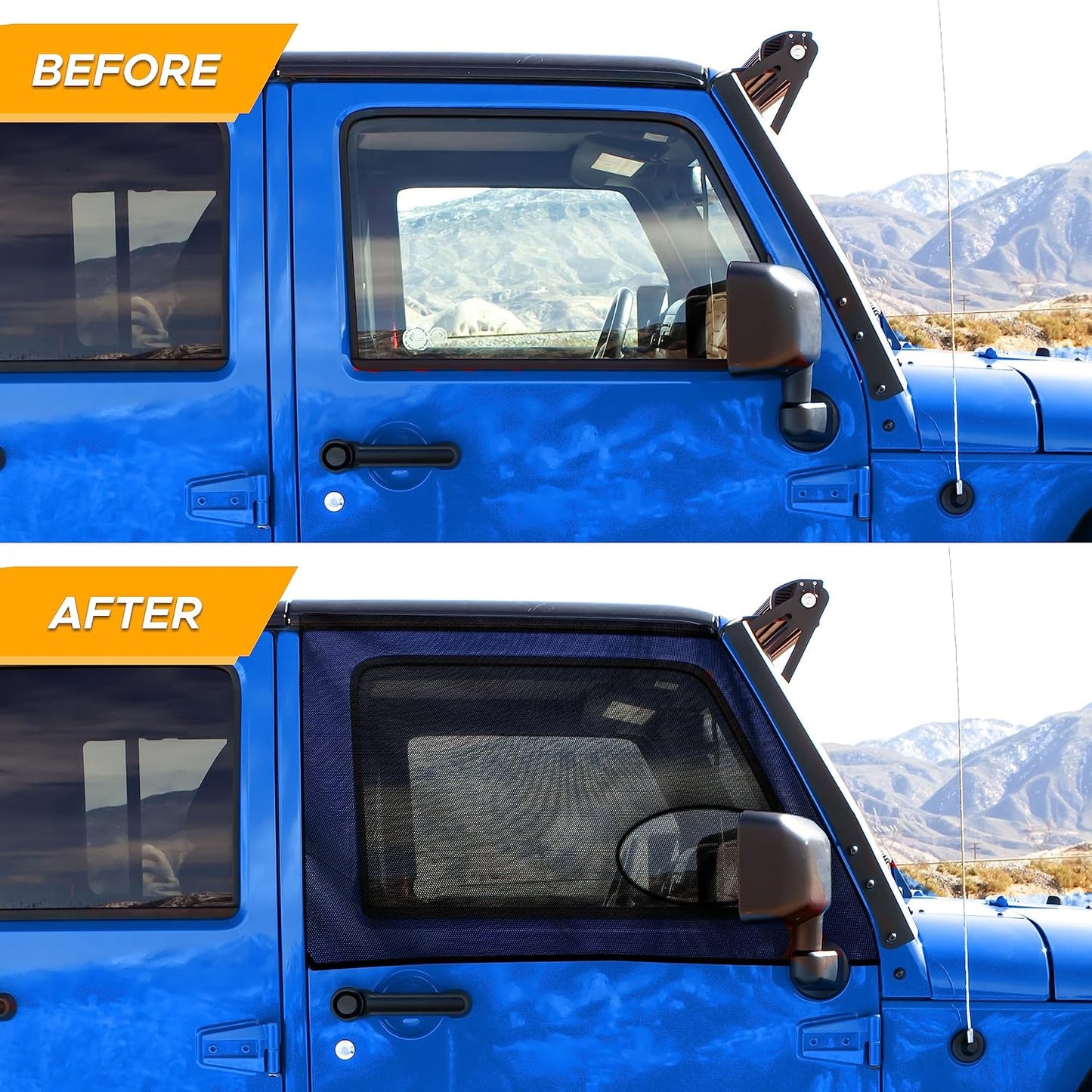 EcoNour Car Window Shades for Side Windows (Pack of 2) | Sun Shade for Car Heat and UV Protection | Adjustable Elastic Fabric Baby Car Shade | Rear Side Window Sun Shade Accessories (Large 21"x36")