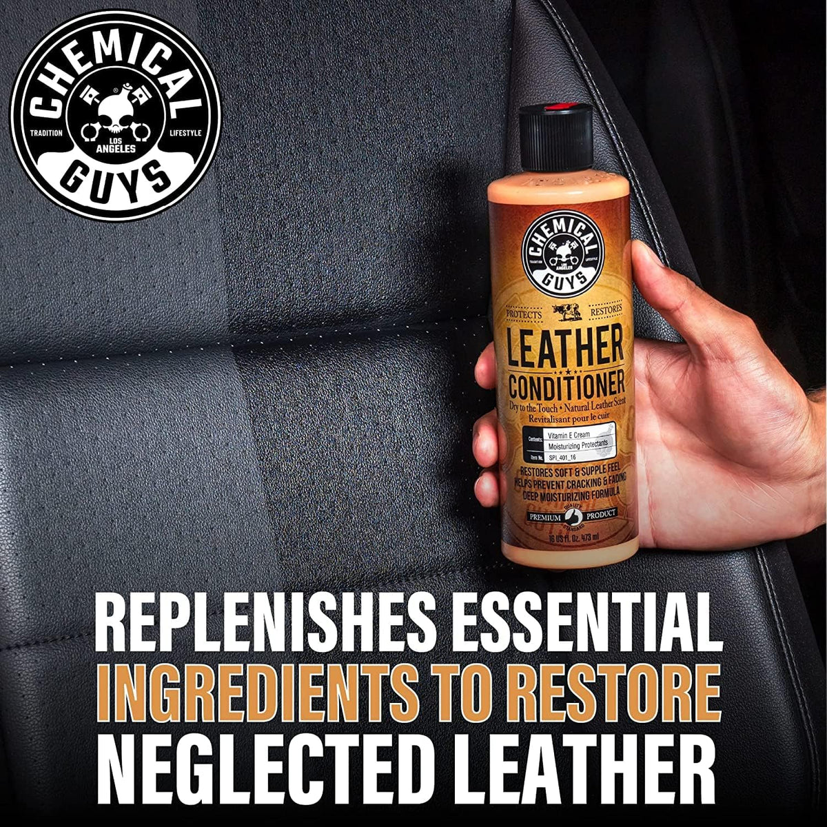 Chemical Guys Leather Conditioner, Vintage Series - Conditions, Nourishes, and Protects Natural, Synthetic, and Faux Leather Seats, Interiors, Apparel & Accessories, 16 fl oz