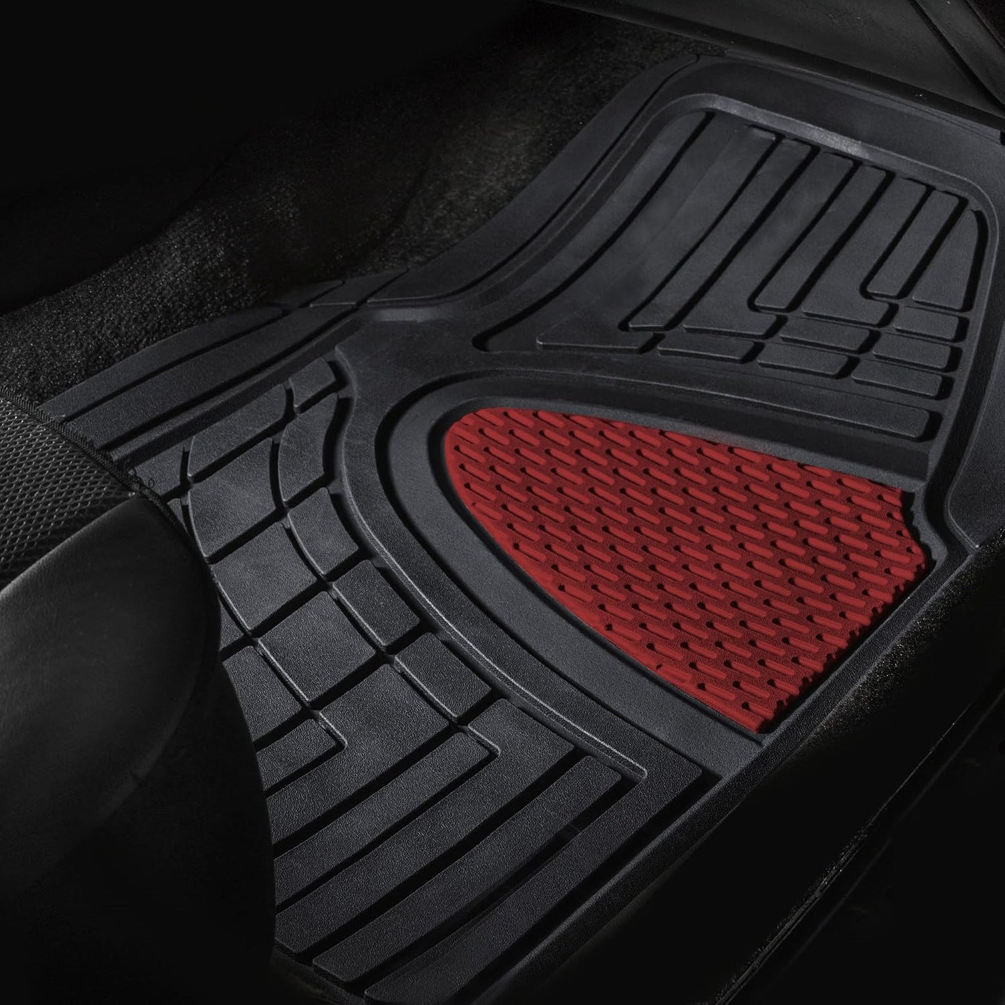 FH Group Automotive Floor Mats - Heavy-Duty Rubber Floor Mats for Cars, Universal Fit Full Set, Climaproof & Trimmable Floor Mats for Most Sedan, SUV, Truck, Black