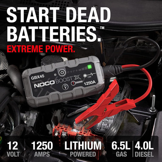 NOCO Boost X GBX45: 1250A UltraSafe Jump Starter – 12V Lithium Battery Booster Pack, Portable Jump Box, Power Bank & Jumper Cables - for 6.5L Gas and 4.0L Diesel Engines