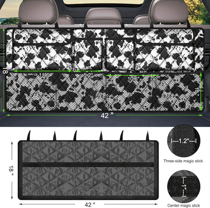 Femuar Car Trunk Organizer, Large Capacity Backseat Trunk Organizer (42"*18"), Collapsible Car Storage Bag with 8 Pockets, SUV/MPV/Truck - Black