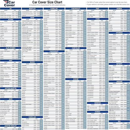 iCarCover 15-Layer Car Cover Waterproof All Weather | Premium Quality Car Covers for Automobiles, UV Protection, El Camino, Impala, Bel Air, Monte Carlo, Galaxie, Charger, Size C21 (See Size Chart) - Colors B