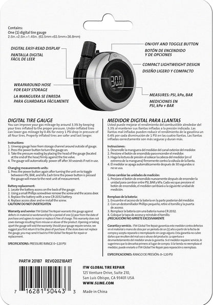 Slime 20049 Tire Pressure Gauge, Large Face Dial Analogue Gauge, 5-60 PSI